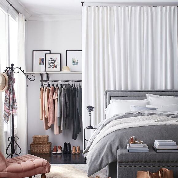 Pottery Barn Seaton Textured Cotton Blackout Curtain 3 in 1 Pole Top 100" x 108" - Picture 1 of 6